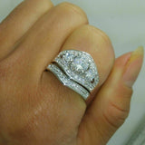 5Ct Round Cut Diamond Bridal Set Art Deco Engagement Ring 14K White Gold Finish