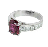 2ct Cushion Cut Pink Ruby Engagement Ring Diamond Accents 14k White Gold Finish