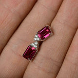 2ct Emerald Cut Pink Ruby Diamond Elegant Stud Earring 14k White Gold Finish