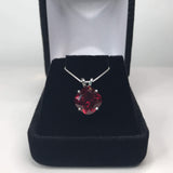 1.5ct Cushion Cut Red Garnet Solitaire Pendant 14k White Gold Finish NO CHAIN