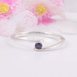 0.2ct Round Cut Blue Sapphire Tension Set Solitaire Ring 14k White Gold Finish