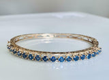 5ct Round Cut Blue Sapphire Filigree Bracelet 14K Yellow Gold Finish