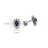 2ct Oval Cut Simulated Sapphire Floral Halo Stud Earrings 14k White Gold Plated