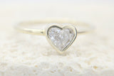 1ct Heart Cut Diamond Bezel Setting Love Engagement Ring 14k White Gold Finish