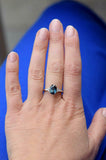 4ct Oval Cut Blue Sapphire Engagement Ring Diamond Accents 14k White Gold Finish