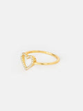 0.3ct Engagement Ring Round Cut Diamond Open Heart Shaped 14k Yellow Gold Finish