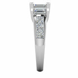 3.3ct Emerald Cut Diamond Trilogy Ring 14k White Gold Over with Princess Accents