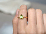 1ct Engagement Ring Heart Cut Green Peridot Solitaire 14k Yellow Gold Finish