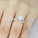 2.2ct Heart Simulated Diamond Solitaire Accents Bridal Set 14k White Gold Plated