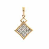 1.75ct Diamond Pendant Princess Cut Brilliant Tile 14k Dual Gold Finish NO CHAIN