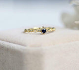 0.4ct Round Cut Blue Sapphire Engagement Ring Minimalist 14k Yellow Gold Finish