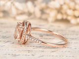 2.3ct Oval Cut Peach Morganite Halo Promise Engagement Ring 14k Rose Gold Finish