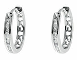 0.25ct Round Cut Diamond Channel Set Hoop Earrings Women 14k White Gold Finish