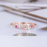 1.2ct Round Cut Morganite Engagement Ring Bezel Set Cluster 14k Rose Gold Finish