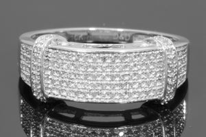 5Ct Round Cut Diamond Five Row Cluster Unisex Wedding Band 14K White Gold Finish