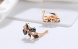 3ct Trillion Cut Black Diamond Elegant Party Drop Earrings 14k Rose Gold Finish