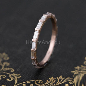 1ct Baguette Simulated Diamond Full Eternity Wedding Band 14k Rose Gold Plated