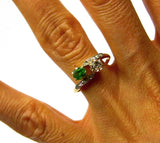 3Ct Round Cut Green Peridot Diamond 2 Stone Engagement Ring 14K Yellow Gold Over