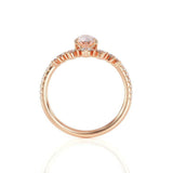 2.5ct Pear Cut Morganite Engagement Ring Unique Crown Promise 14k Rose Gold Over