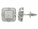 0.25ct Round Cut Diamond Square Double Frame Stud Earrings 14k White Gold Finish