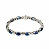 14ct Oval Cut Blue Sapphire Diamond Women Tennis Bracelet 14k White Gold Finish