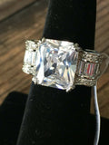 5Ct Radiant Cut Diamond Iced Eternity Engagement Ring 14K White Gold Over