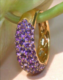 4Ct Round Cut Purple Amethyst Pave Set Wedding Band Ring 14K Yellow Gold Finish