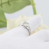 2ct Round Cut Diamond Trilogy Ring 14k White Gold Over Tapered Baguette Accents