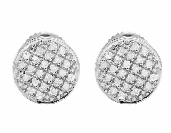 1.3ct Round Cut Diamond Circular Disc Cluster Stud Earrings 14k White Gold Over