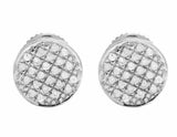 1.3ct Round Cut Diamond Circular Disc Cluster Stud Earrings 14k White Gold Over