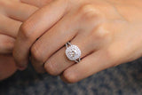 Double Halo Split Shank Engagement Ring 2ct Round Cut Diamond 14k WhiteGold Over