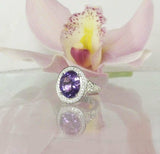 2ct Oval Cut Purple Amethyst Engagement Ring 14k White Gold Finish Halo Vintage