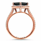 2Ct Princess Cut Black Diamond Accents Halo Engagement Ring 14K Rose Gold Finish