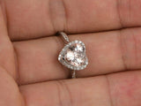 2ct Heart Cut Peach Morganite Engagement Ring Diamond Halo 14k White Gold Finish