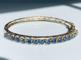 5ct Round Cut Blue Sapphire Filigree Bracelet 14K Yellow Gold Finish