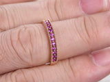 2ct Round Pink Sapphire Wedding Band Milgrain Half Eternity 14k Rose Gold Finish