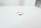 0.2ct Engagement Ring Baguette Cut Blue Sapphire Trilogy 14k White Gold Finish