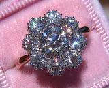 Floral Cluster Halo Engagement Ring 2.9ct Round Cut Diamond 14k Two Tone Finish