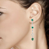 2.8ct Oval Cut Green Emerald Diamond Party Wear Drop Earrings 14k WhiteGold Over