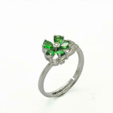 2ct Pear Cut Green Emerald Engagement Ring Floral Petal Leaf 14k White Gold Over