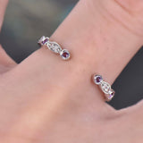 0.5Ct Round Cut Purple Amethyst Diamond Open Wedding Band 14K White Gold Finish