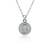 2ct Round Cut VVS1D Diamond Pendant with Chain Double Halo 18k White Gold Finish