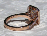 Halo Milgrain Engagement Ring 2.4ct Radiant Cut VVS1 Diamond 14k RoseGold Finish