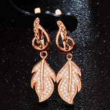 2Ct Round Cut VVS1/D Diamond Leaf Design Drop Earrings Women 14K Rose Gold Over