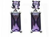 2.5ct Drop Dangle Earrings Baguette Cut Purple Amethyst 14k White Gold Finish