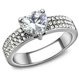 3.5ct Heart Cut Diamond Solitaire Ring 14K White Gold Finish 3 Row Round Accents