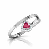 1Ct Heart Cut Pink Ruby Diamond Cute Halo Engagement Ring 14K White Gold Finish