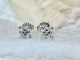 1.5ct Asscher Cut Simulated Diamond Solitaire Stud Earrings 14k WhiteGold Plated