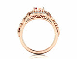 2ct Round Cut Morganite Floral Stylish Solitaire Accent Ring 14k Rose Gold Over