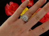 5Ct Cushion Cut Diamond Bridal Set Vintage Halo Ring Band 14K White Gold Finish